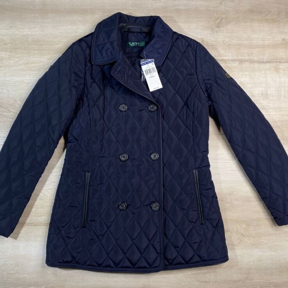 Ralph Lauren Quilted Peacoat Dark Navy Size 10